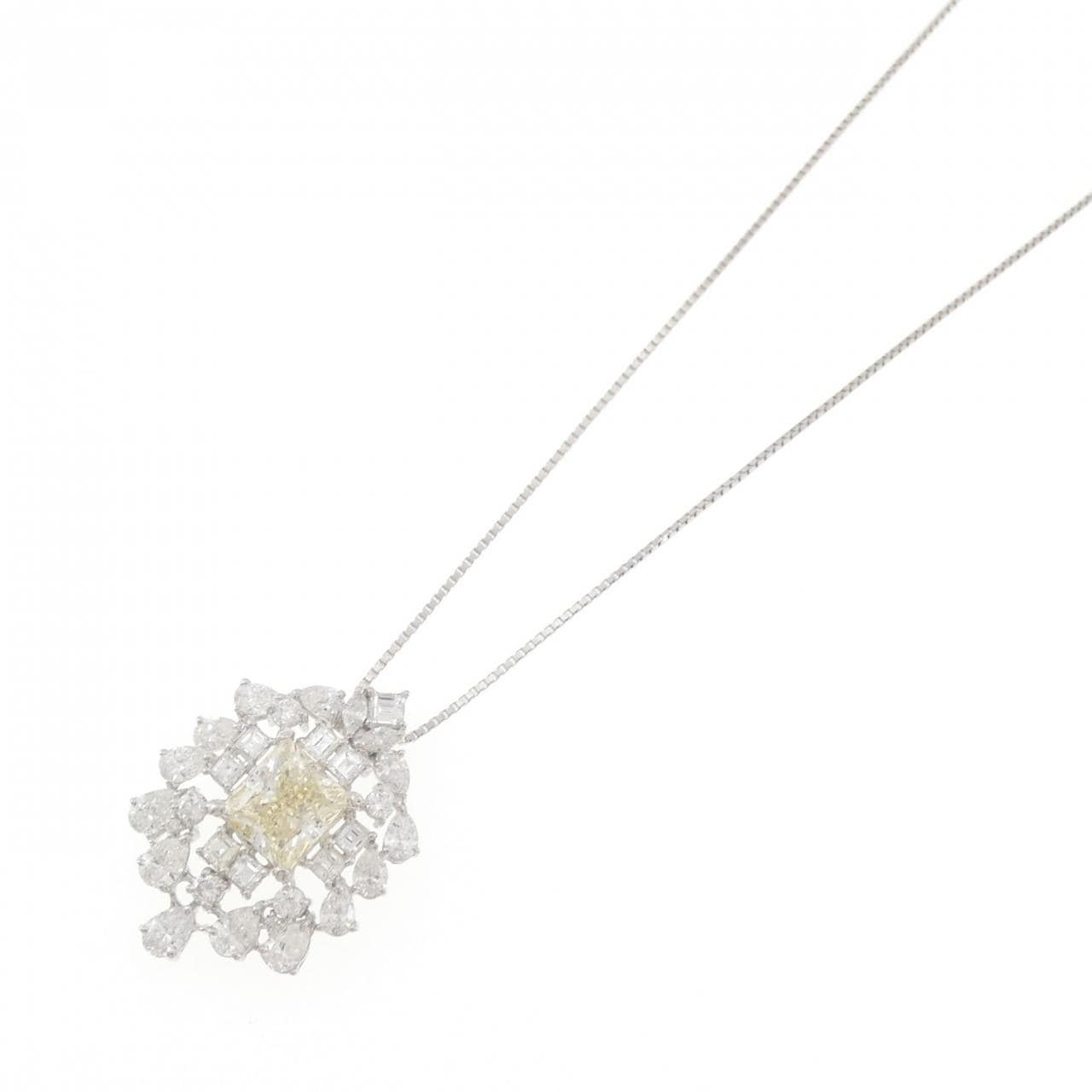 K18WG ダイヤモンド ネックレス 5.016CT VLBY SI2 ファンシーカット