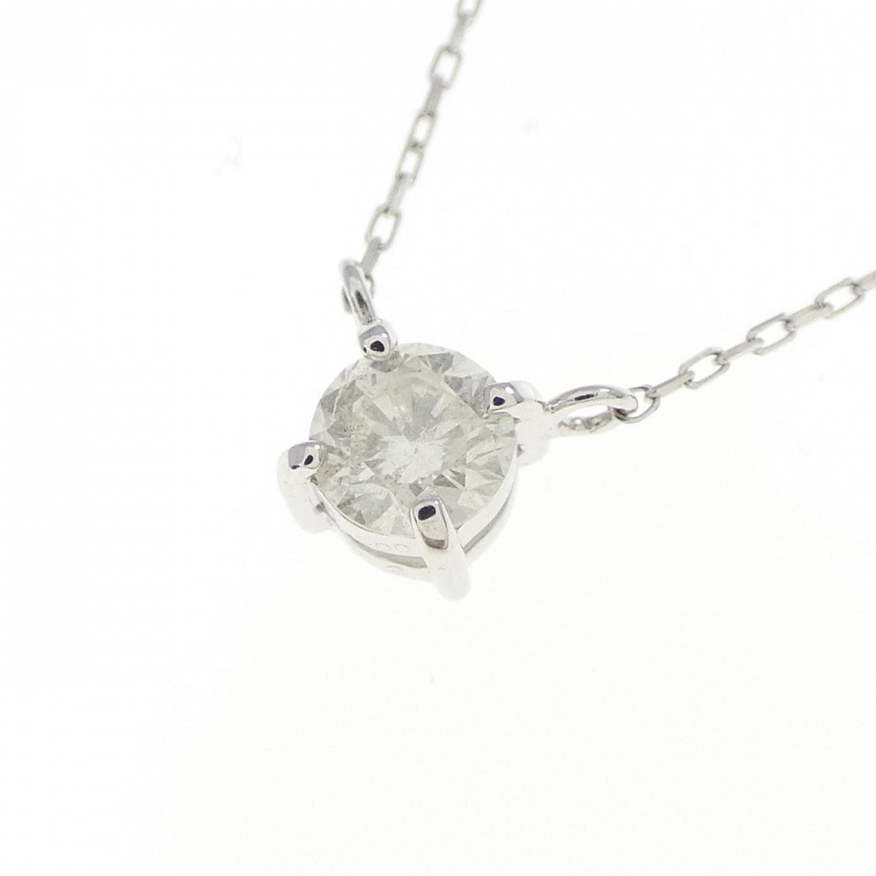 K10WG/PT900 ソリティア ダイヤモンド ネックレス 0.2CT