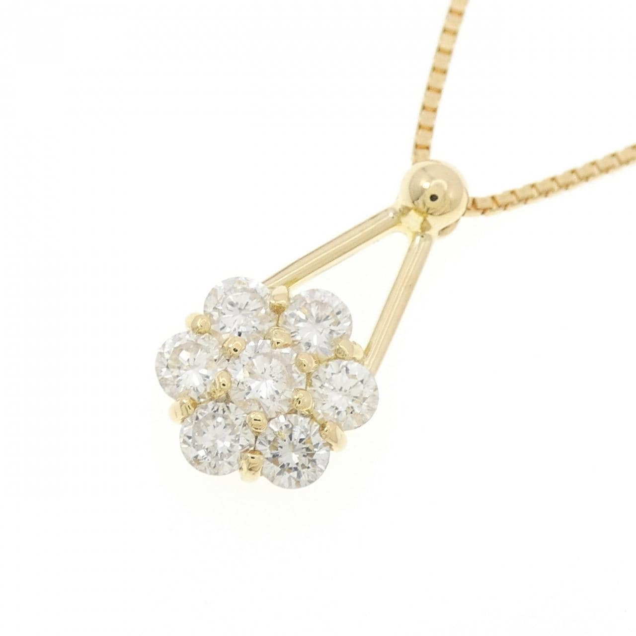 K18YG フラワー ダイヤモンド ネックレス 1.00CT