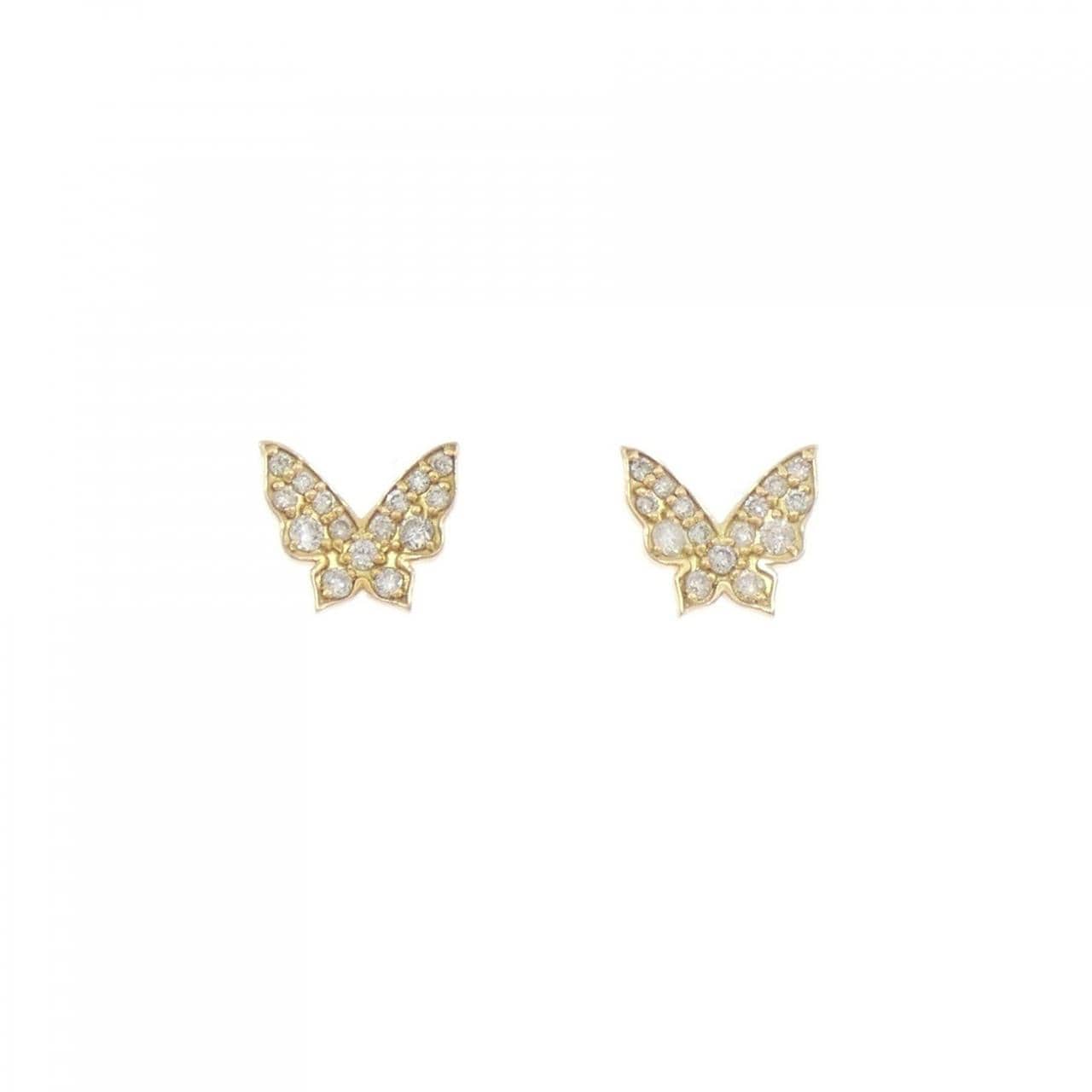 【新品】K18YG バタフライ ダイヤモンド ピアス 0.20CT