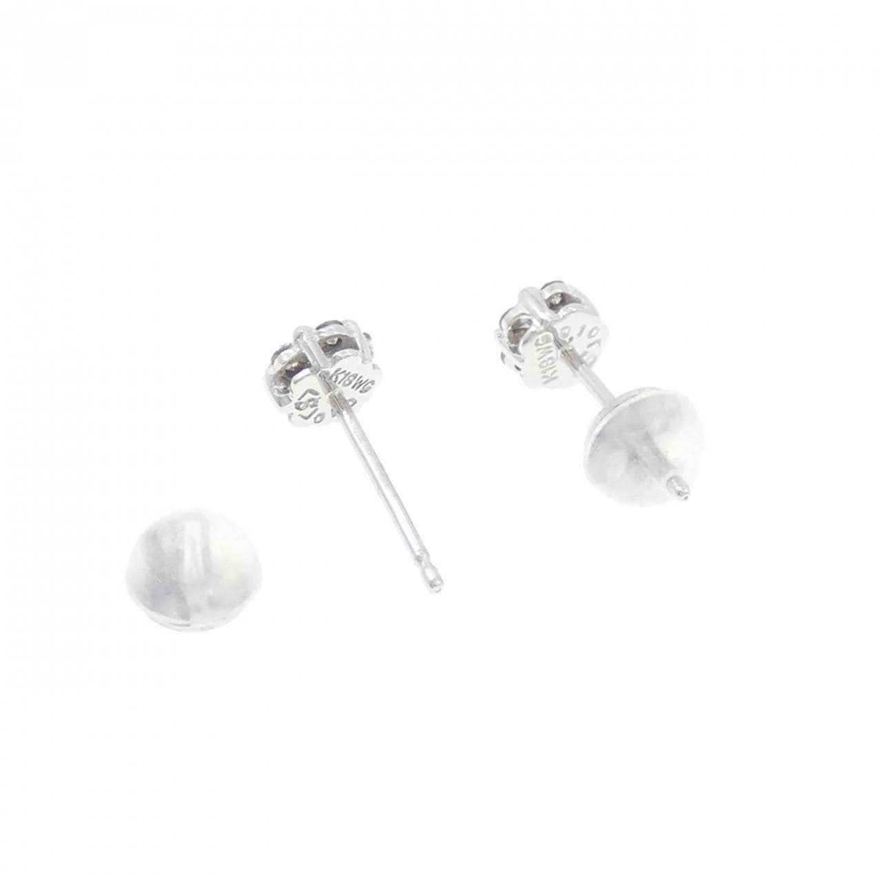 K18WG フラワー ダイヤモンド ピアス 0.20CT