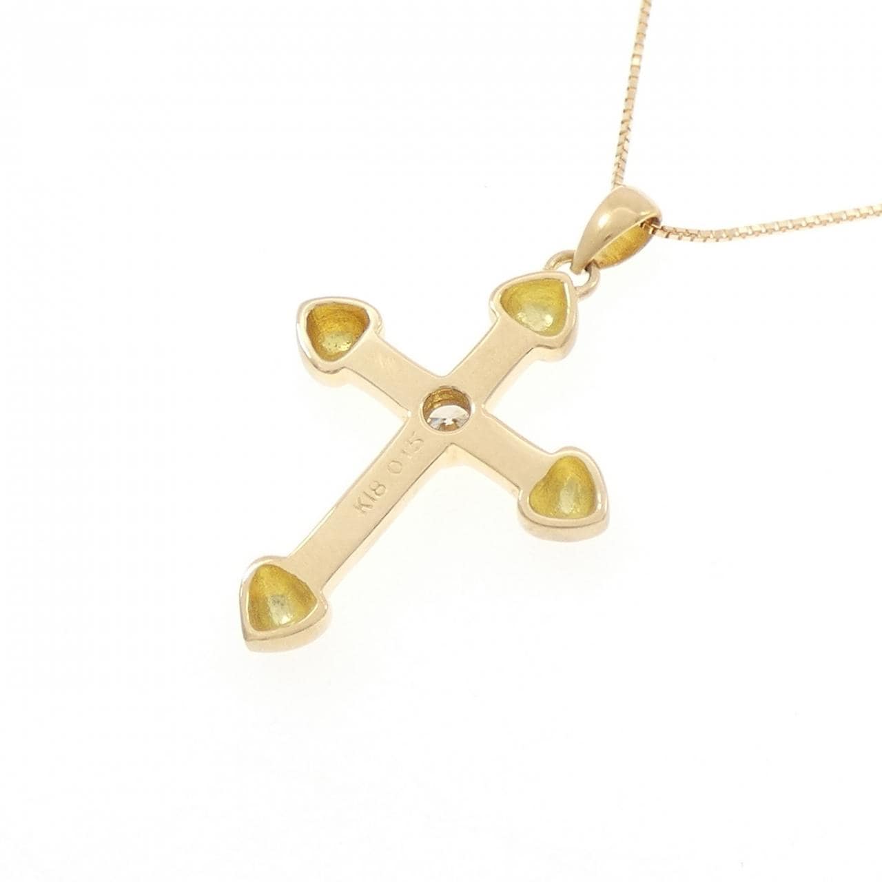 K18YG クロス ダイヤモンド ネックレス 0.15CT