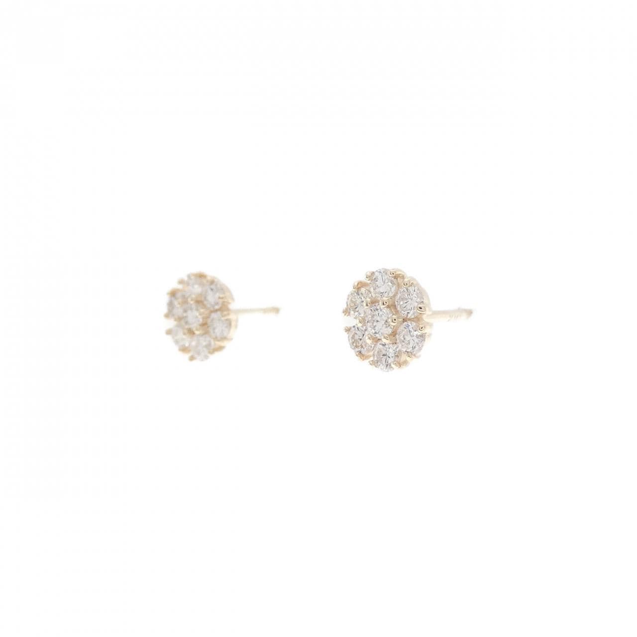 【リメイク】K10YG フラワー ダイヤモンド ピアス 0.30CT