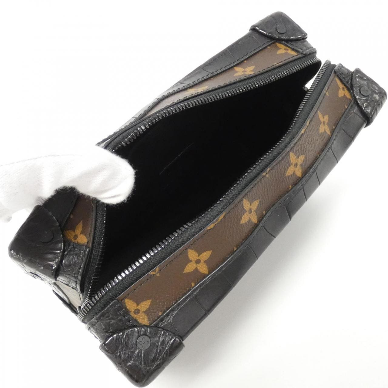 ルイヴィトン モノグラム+エキゾチック レザー ソフトトランク N98255 ショルダーバッグ