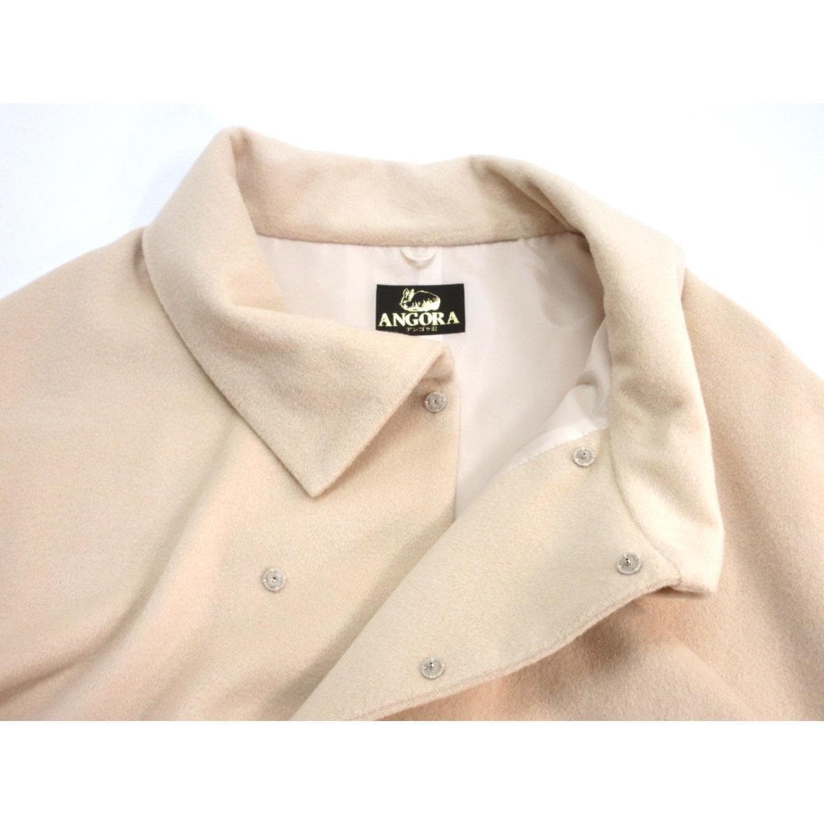 【新品】お洒落コート　アンゴラ混ロール衿ケープ