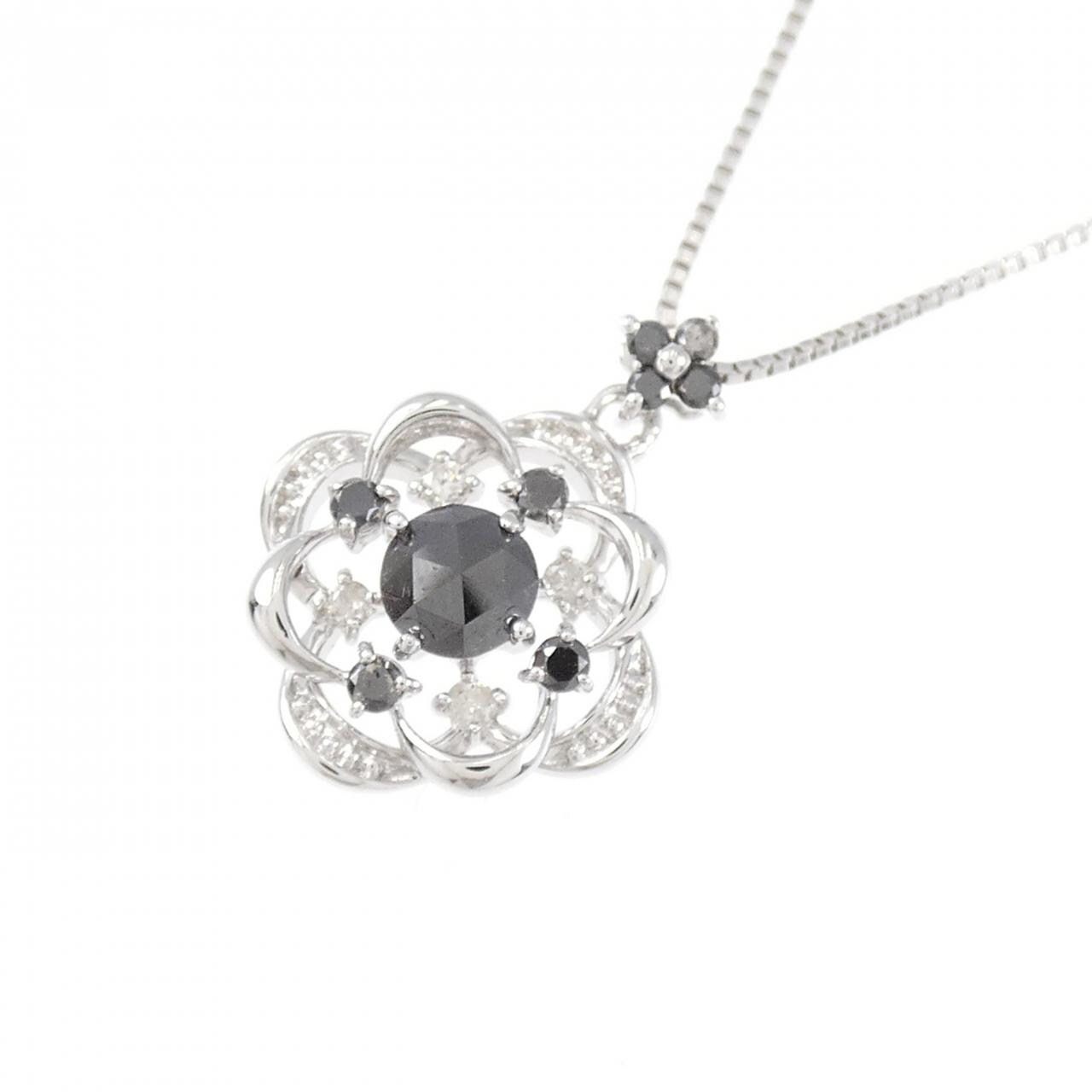 K18WG/K10WG フラワー ダイヤモンド ネックレス 0.20CT