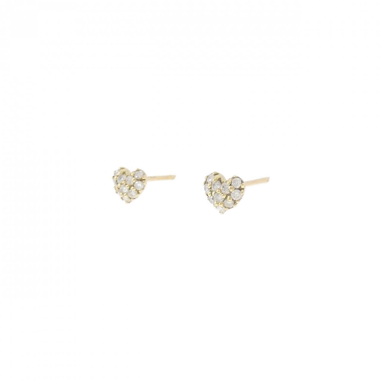 K18YG ハート ダイヤモンド ピアス 0.12CT