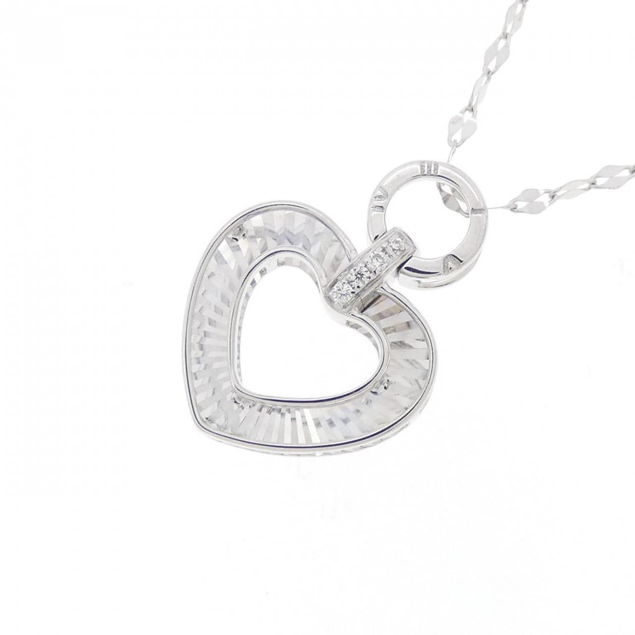 【新品】K18WG ハート ダイヤモンド ネックレス 0.01CT