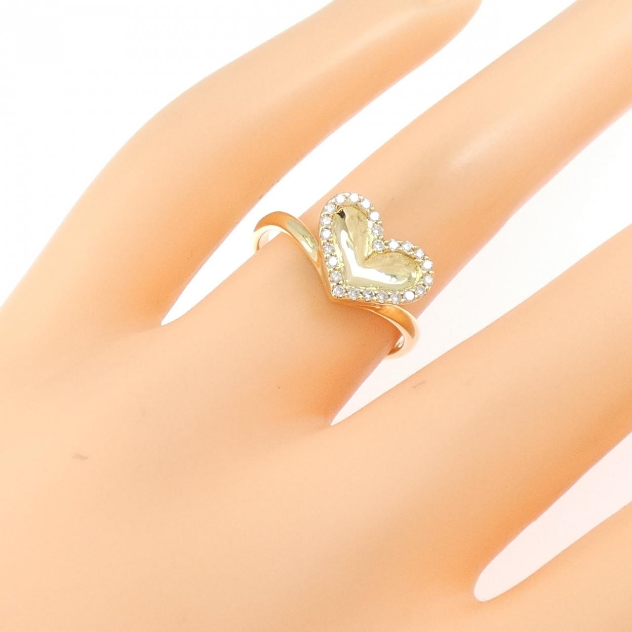 K18YG ハート ダイヤモンド リング 0.15CT