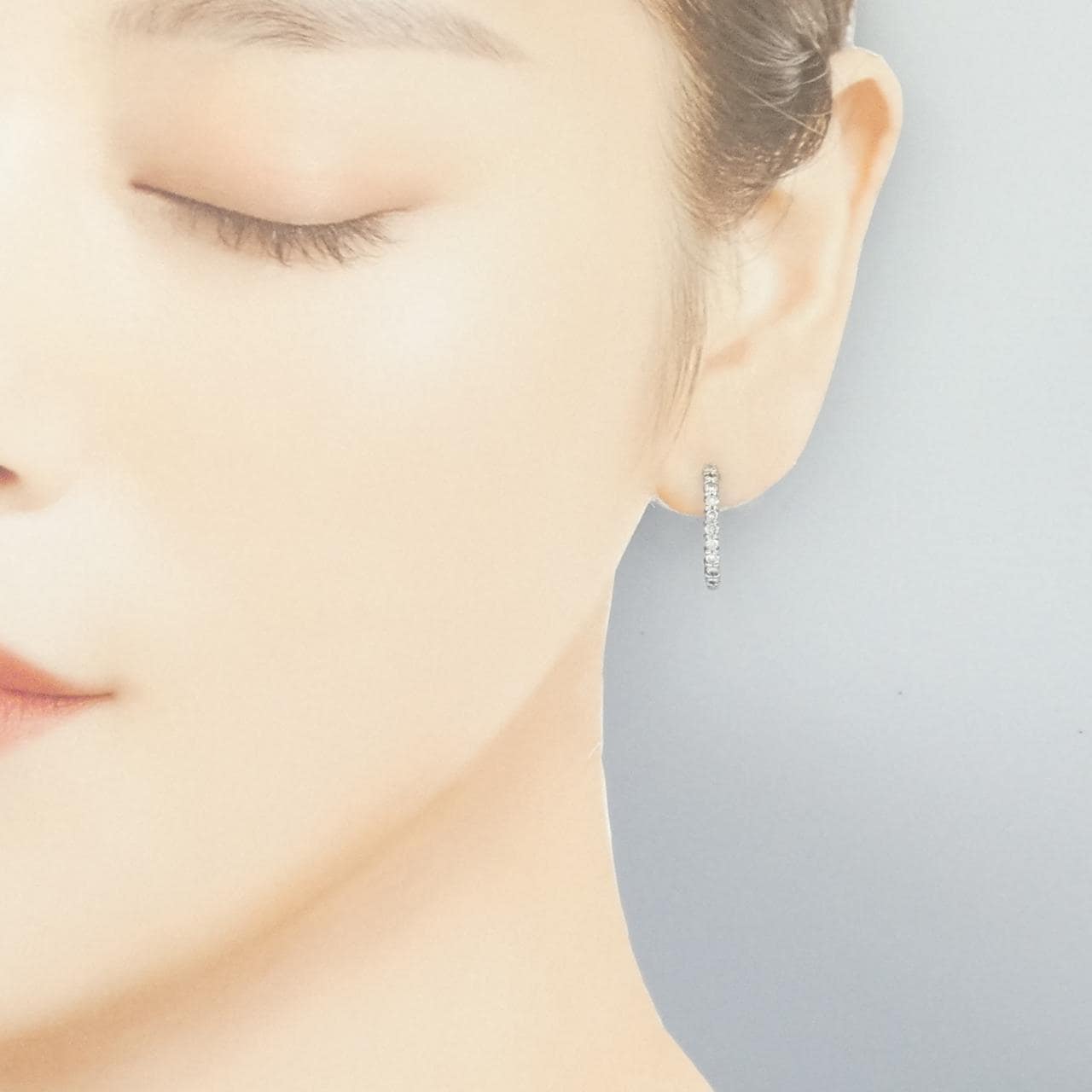 PT900 フープ ダイヤモンド ピアス 0.40CT