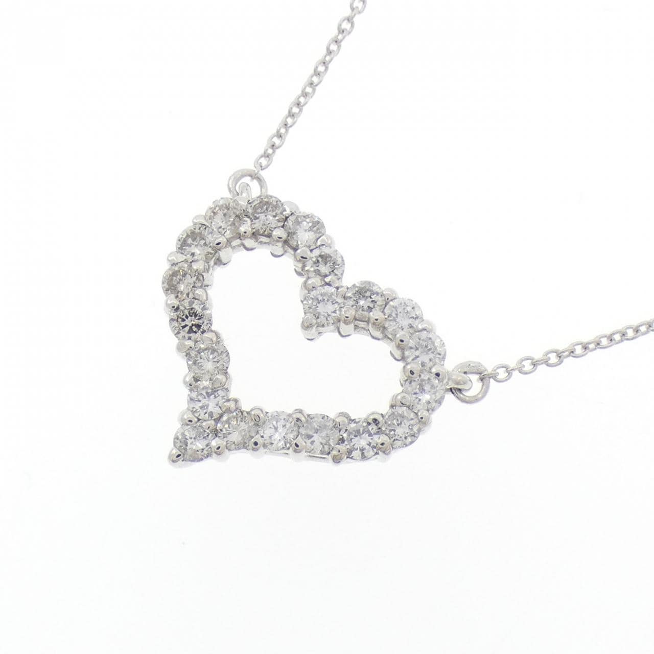 K18WG ハート ダイヤモンド ネックレス 0.51CT