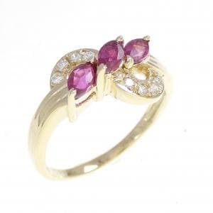 14KTYG ルビー リング 0.55CT