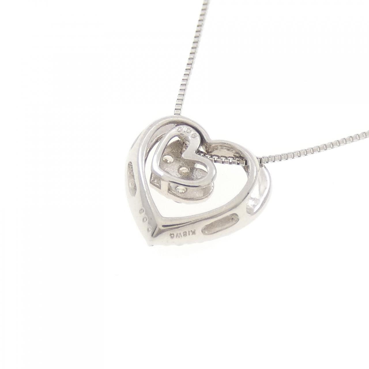 K18WG ハート ダイヤモンド ネックレス 0.06CT