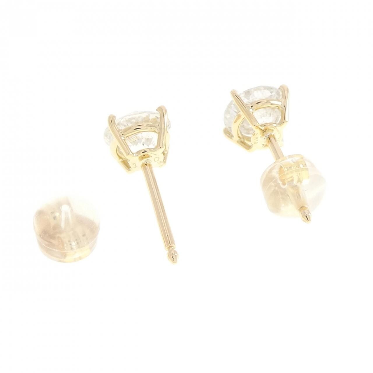 K18YG ダイヤモンド ピアス 1.022CT 1.072CT I I1-2 VG