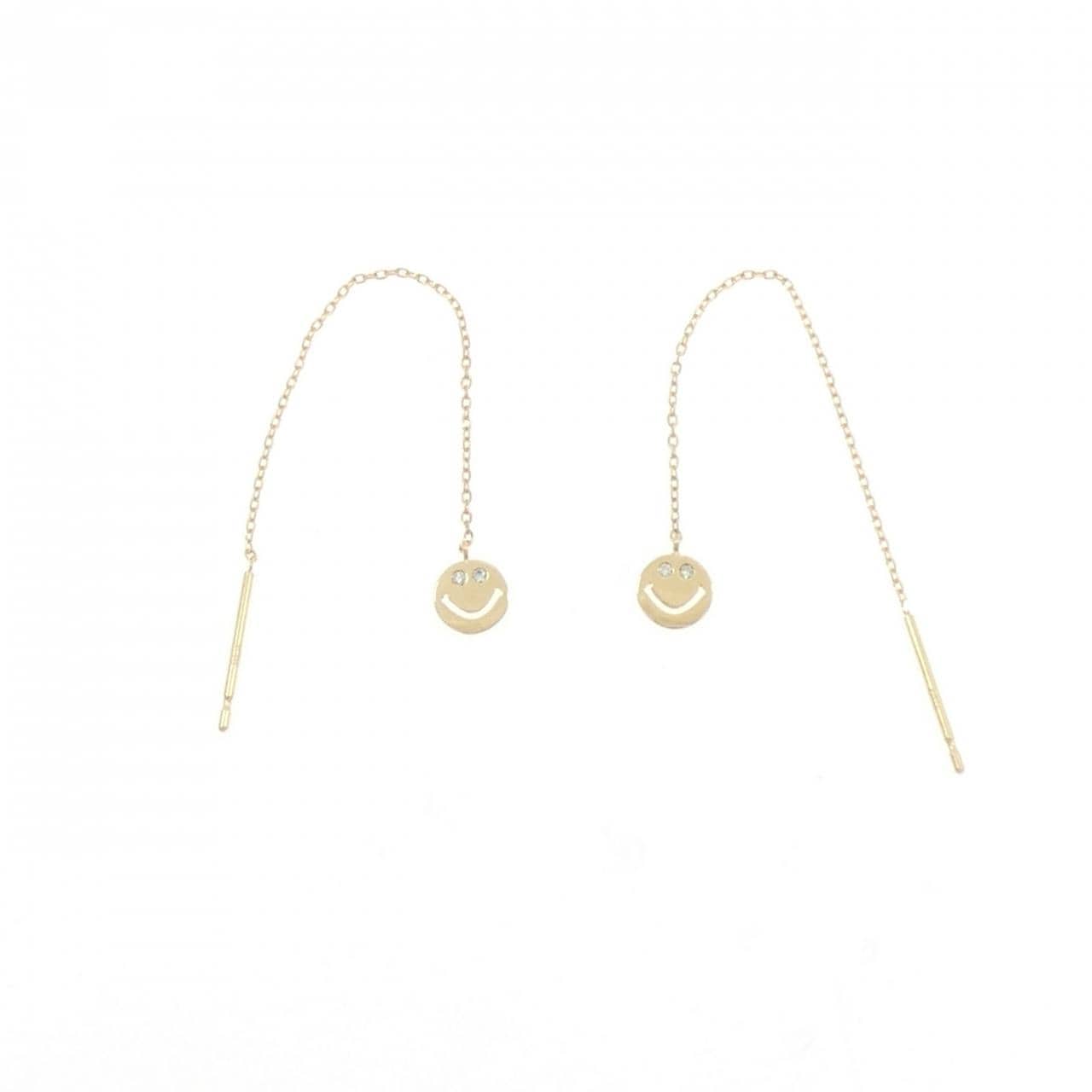 K18YG スマイル ダイヤモンド ピアス 0.016CT