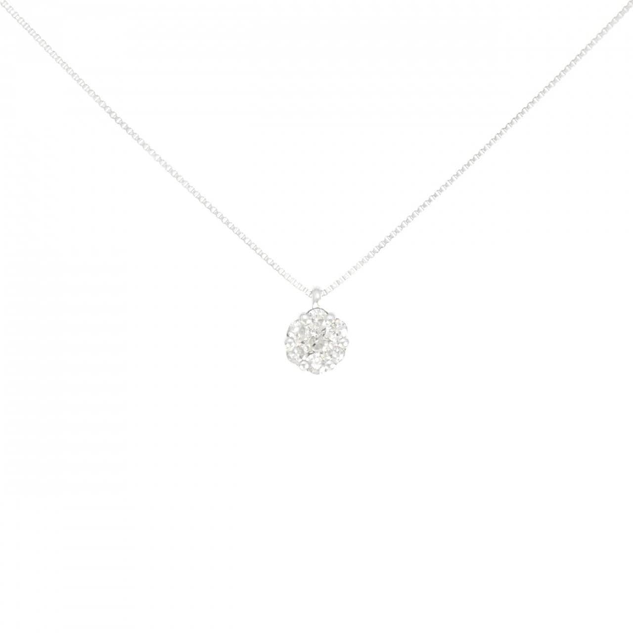 K18WG フラワー ダイヤモンド ネックレス 0.20CT