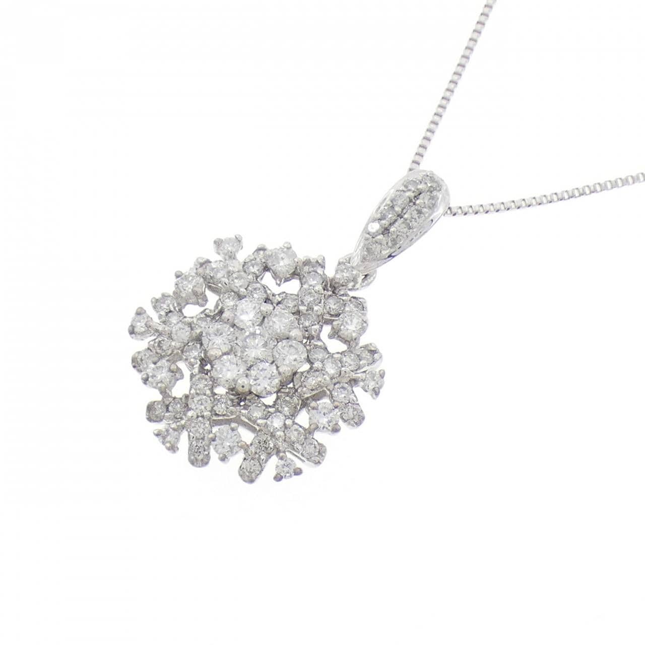 K18WG スノーフレーク ダイヤモンド ネックレス 0.50CT
