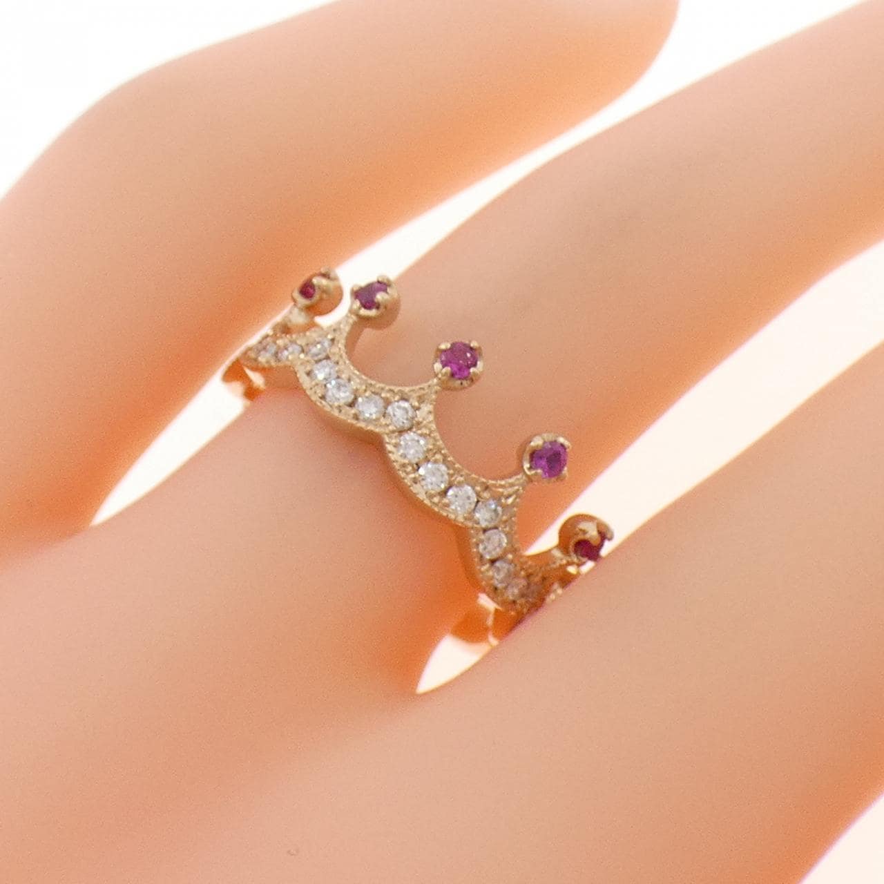 K18PG クラウン ルビー リング 0.10CT