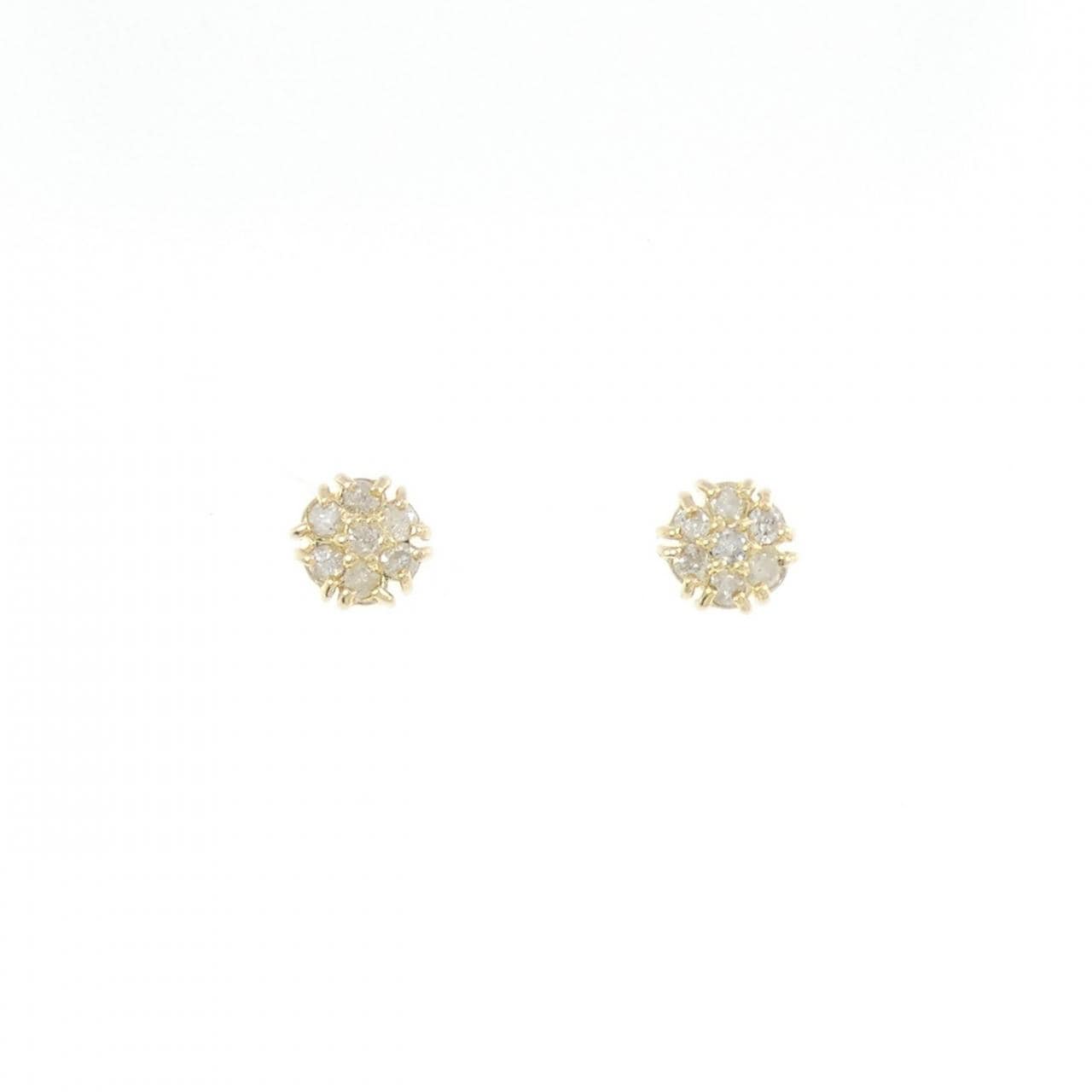 K18YG フラワー ダイヤモンド ピアス 0.20CT