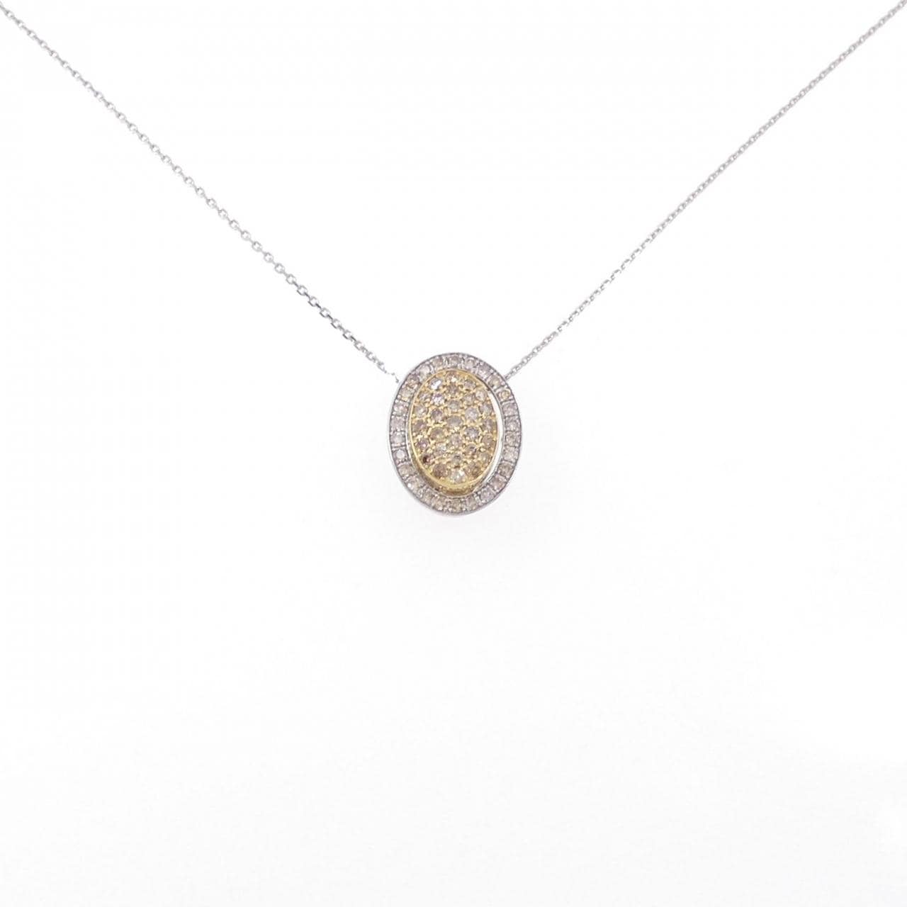 K18YG/PT 2WAY钻石项链 0.50CT