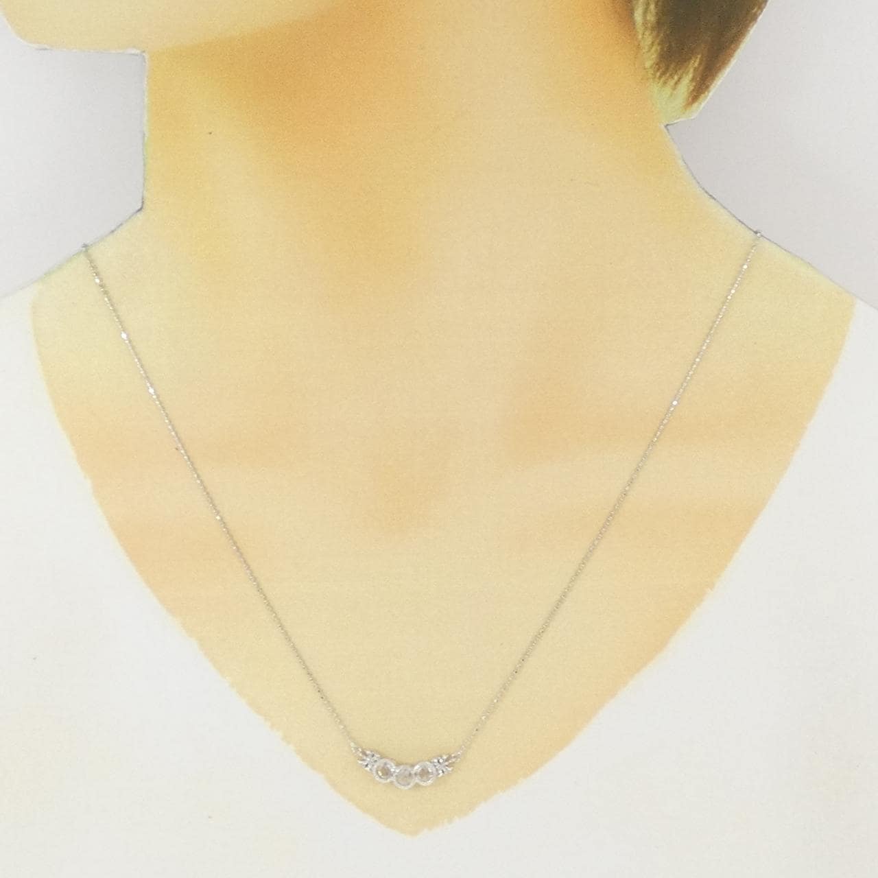 K18WG リボン ダイヤモンド ネックレス 0.30CT