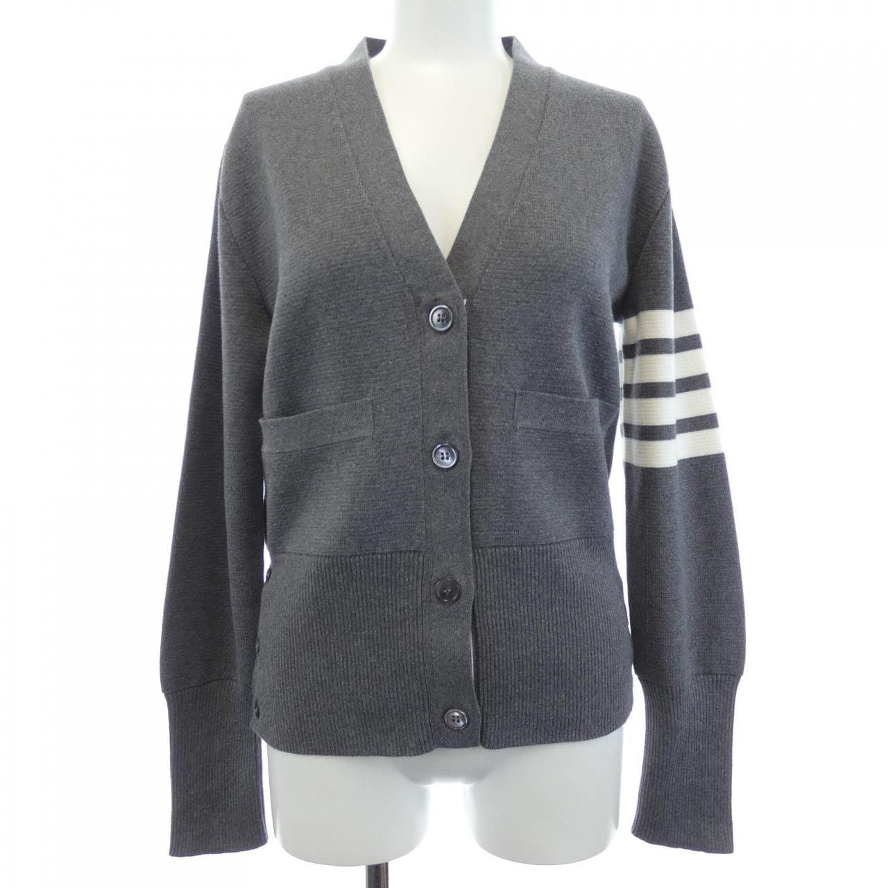 トムブラウン THOM BROWNE 4-BAR ミラノクラシックⅤネック FKC207A カーディガン