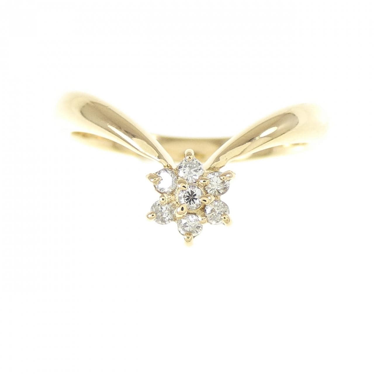 K18YG花朵钻石戒指0.10CT