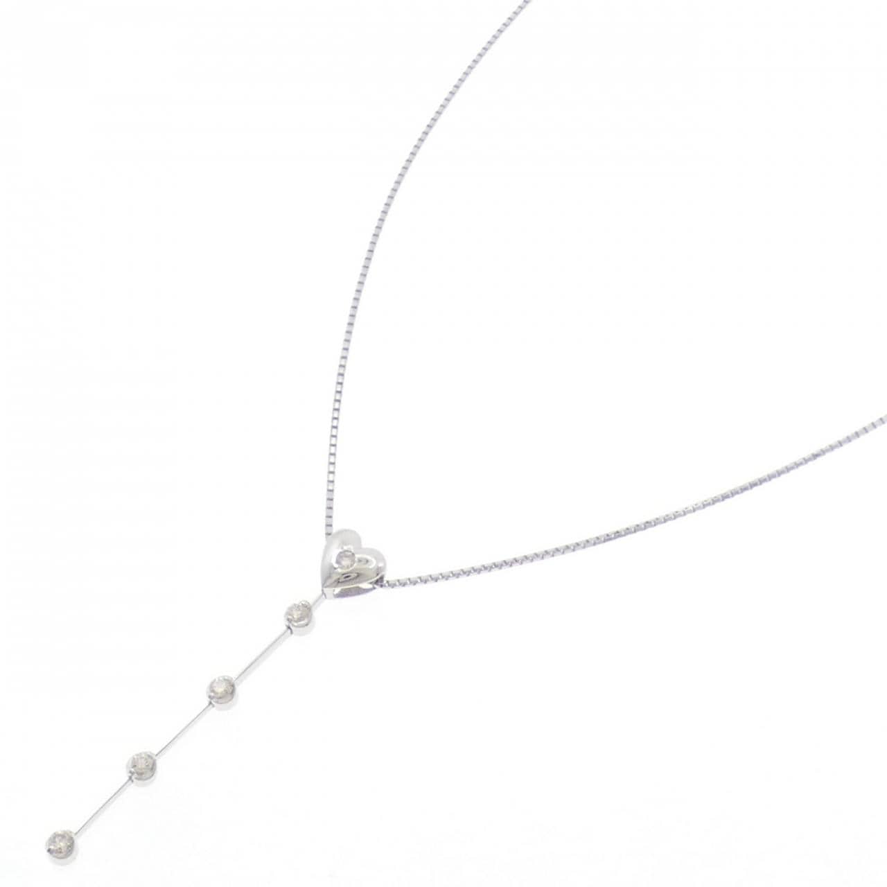 K18WG ハート ダイヤモンド ネックレス