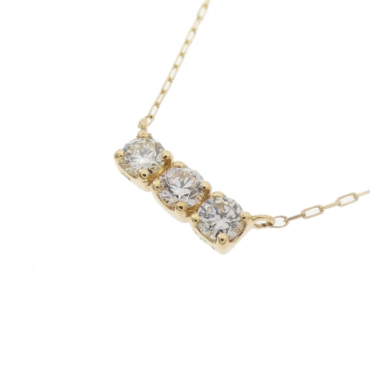 【新品】K18YG スリーストーン ダイヤモンド ネックレス 0.15CT