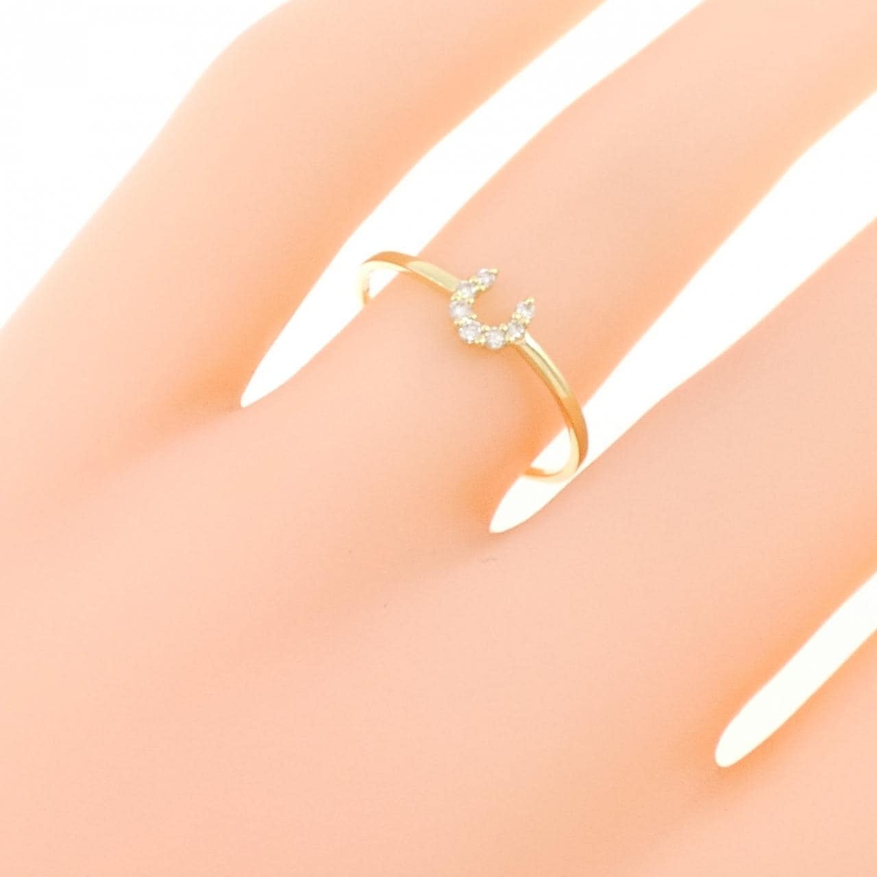 [新品] K18黄金马蹄形钻石戒指 0.06CT