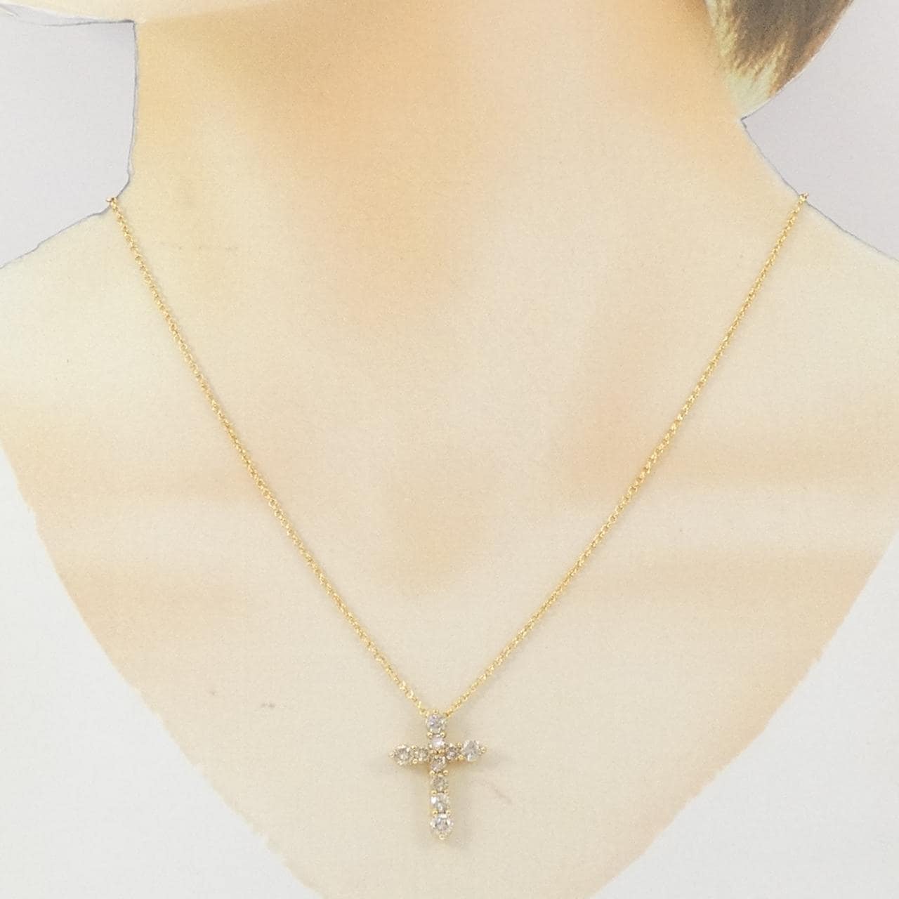 K18YG クロス ダイヤモンド ネックレス 1.00CT