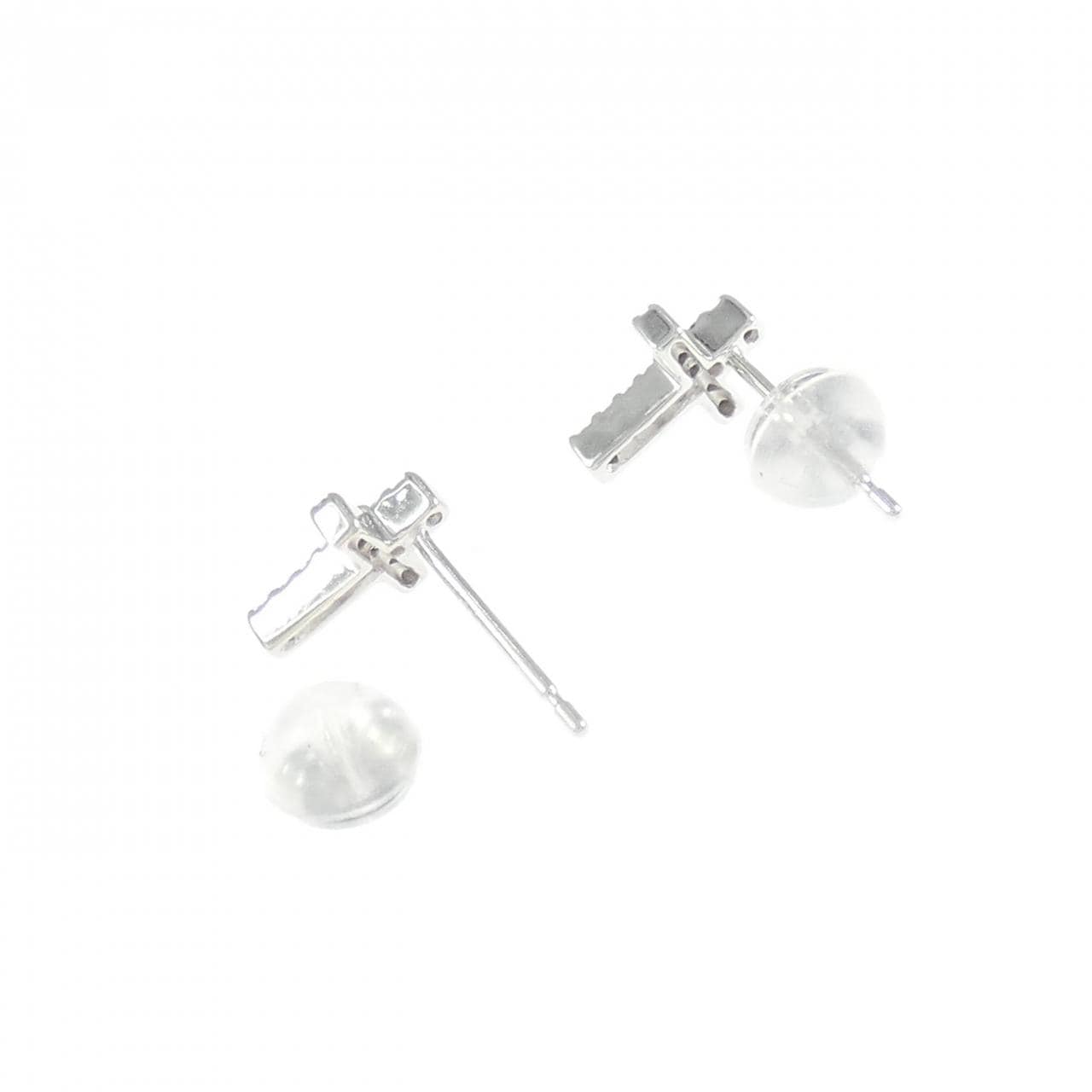 K18WG クロス ダイヤモンド ピアス 0.12CT