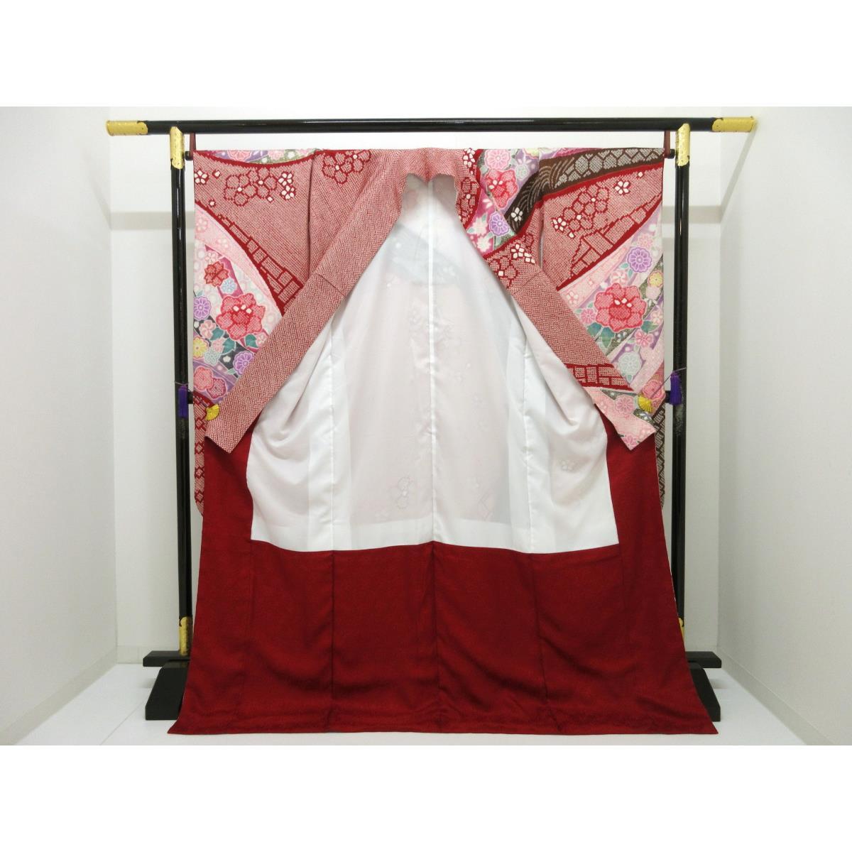 振袖　友禅金彩加工　刺繍入り絞り加工