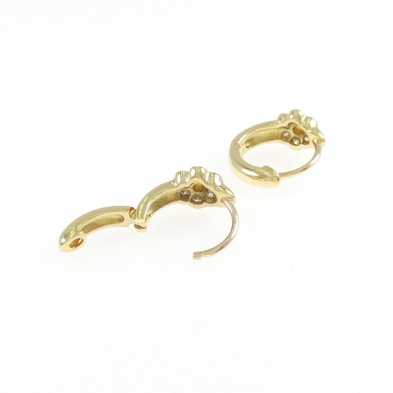 K18YG フラワー ダイヤモンド ピアス 0.20CT