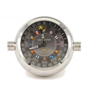 ルイヴィトン タンブールデュアルタイムテーブルクロックトランク Q1Q030 SS クォーツ