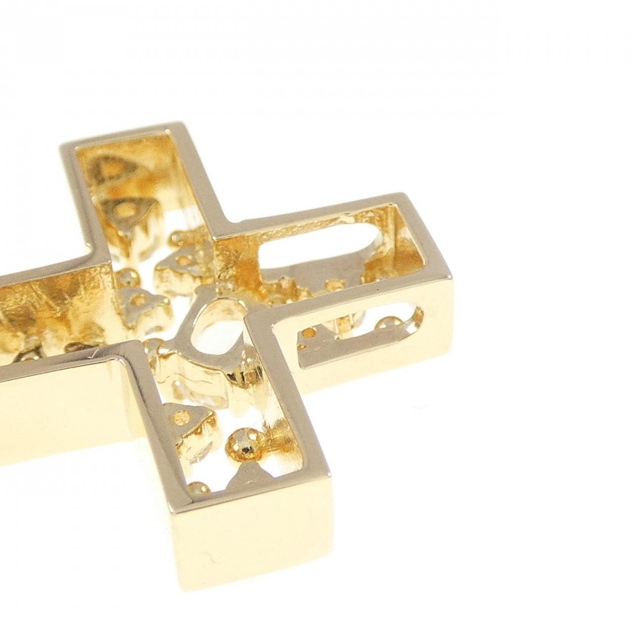 K18YG クロス ホワイトサファイヤ ペンダント