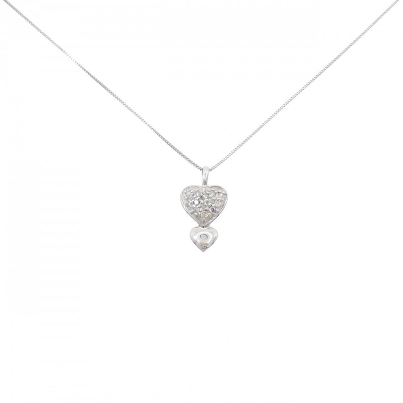 K18WG heart Diamond necklace 0.1CT