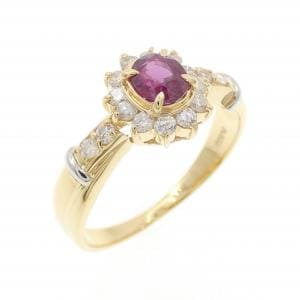 K18YG/PT900 ルビー リング 0.40CT