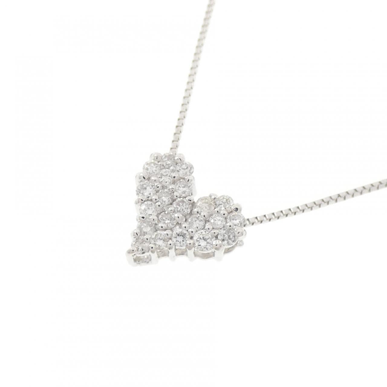 K18WG/K10WG ハート ダイヤモンド ネックレス 0.15CT