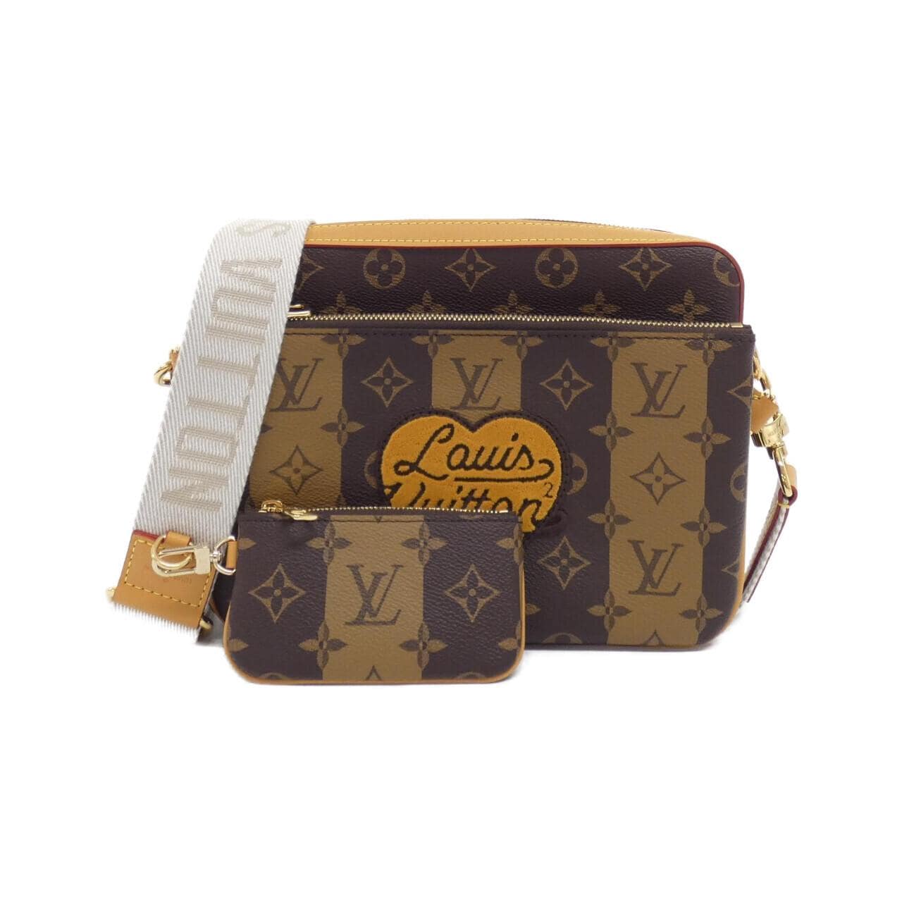LOUIS VUITTON Monogram條紋（LV Squared）三重郵差包 M45965 單肩包