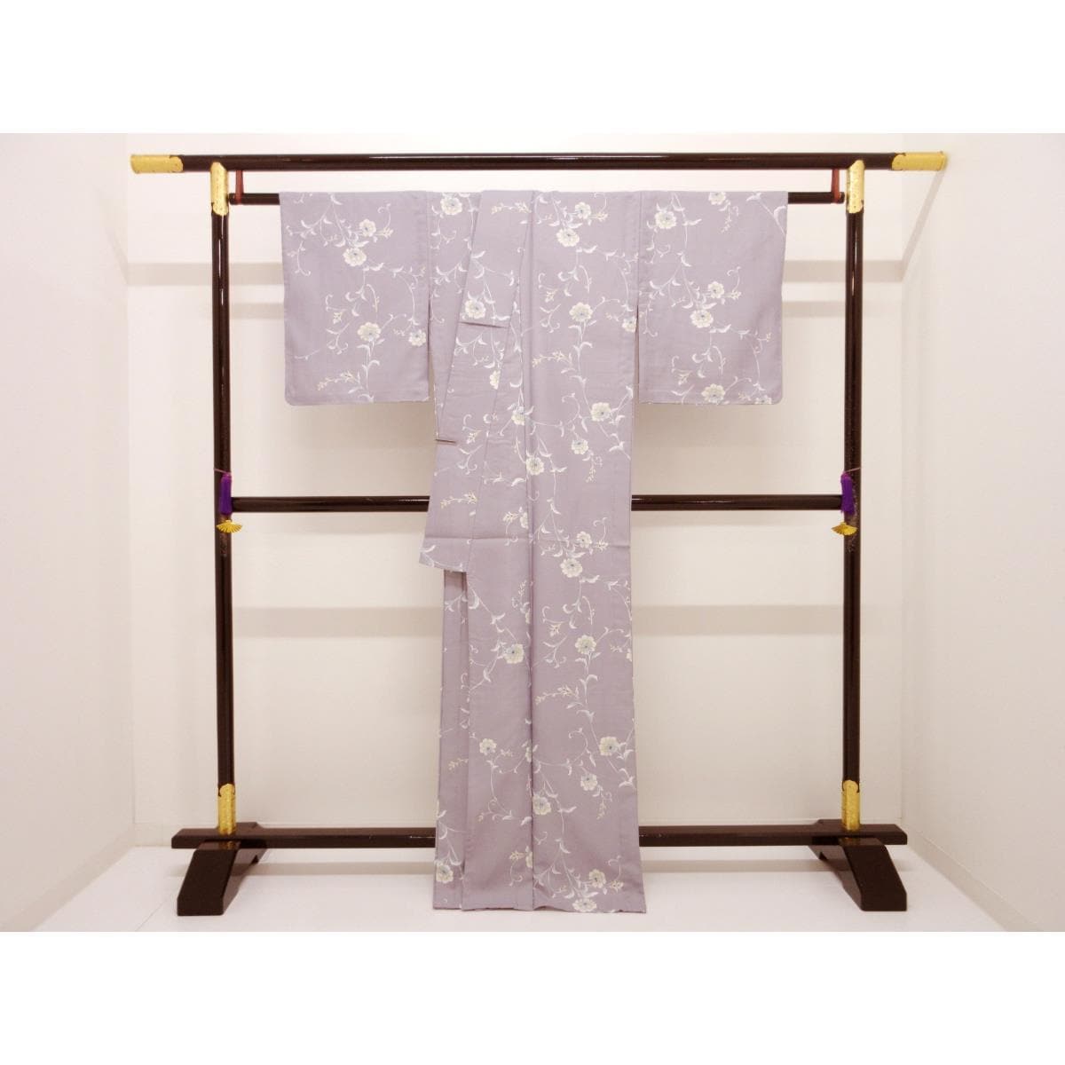 【新品】化繊　単衣　小紋　Ｍサイズ