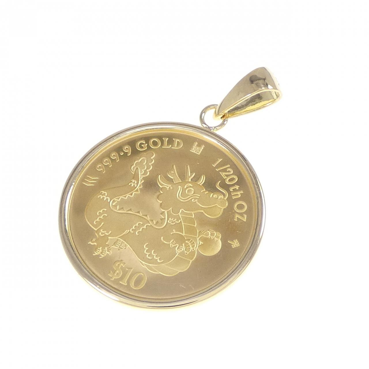 K18YG (frame) coin pendant