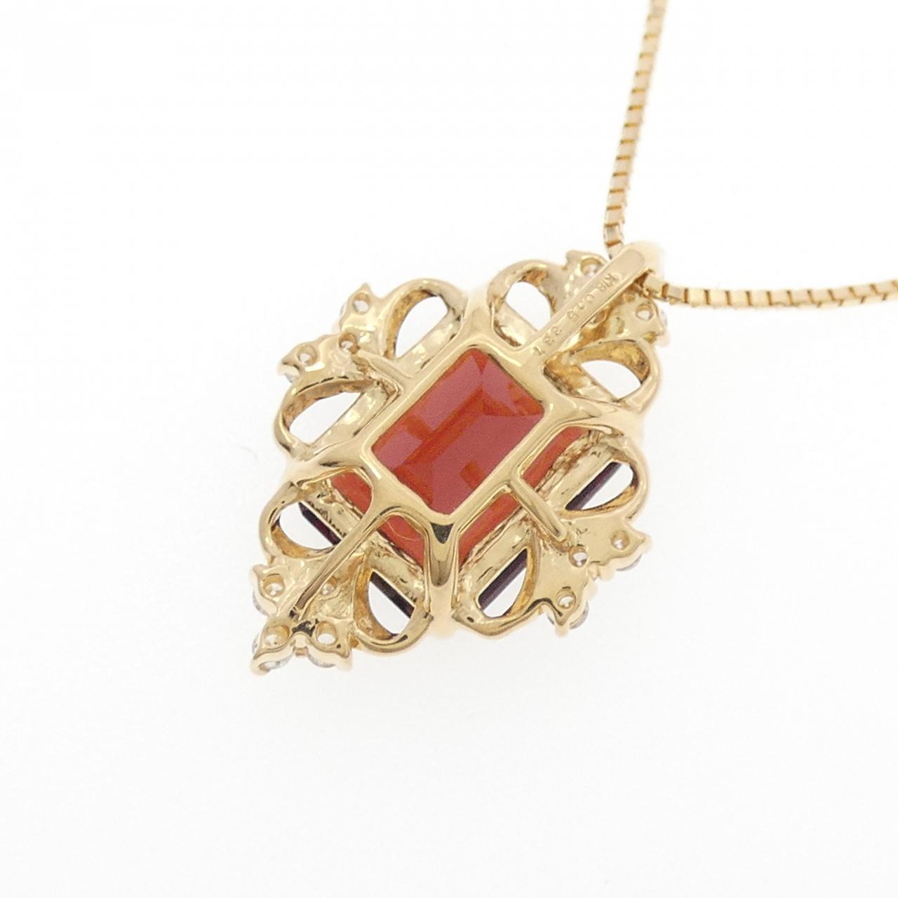 K18YG ガーネット ネックレス 3.37CT
