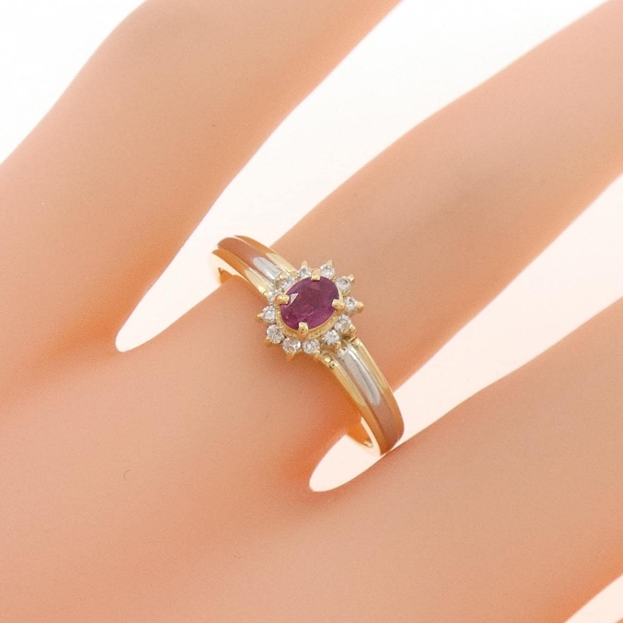 K18YG/PT900 ルビー リング