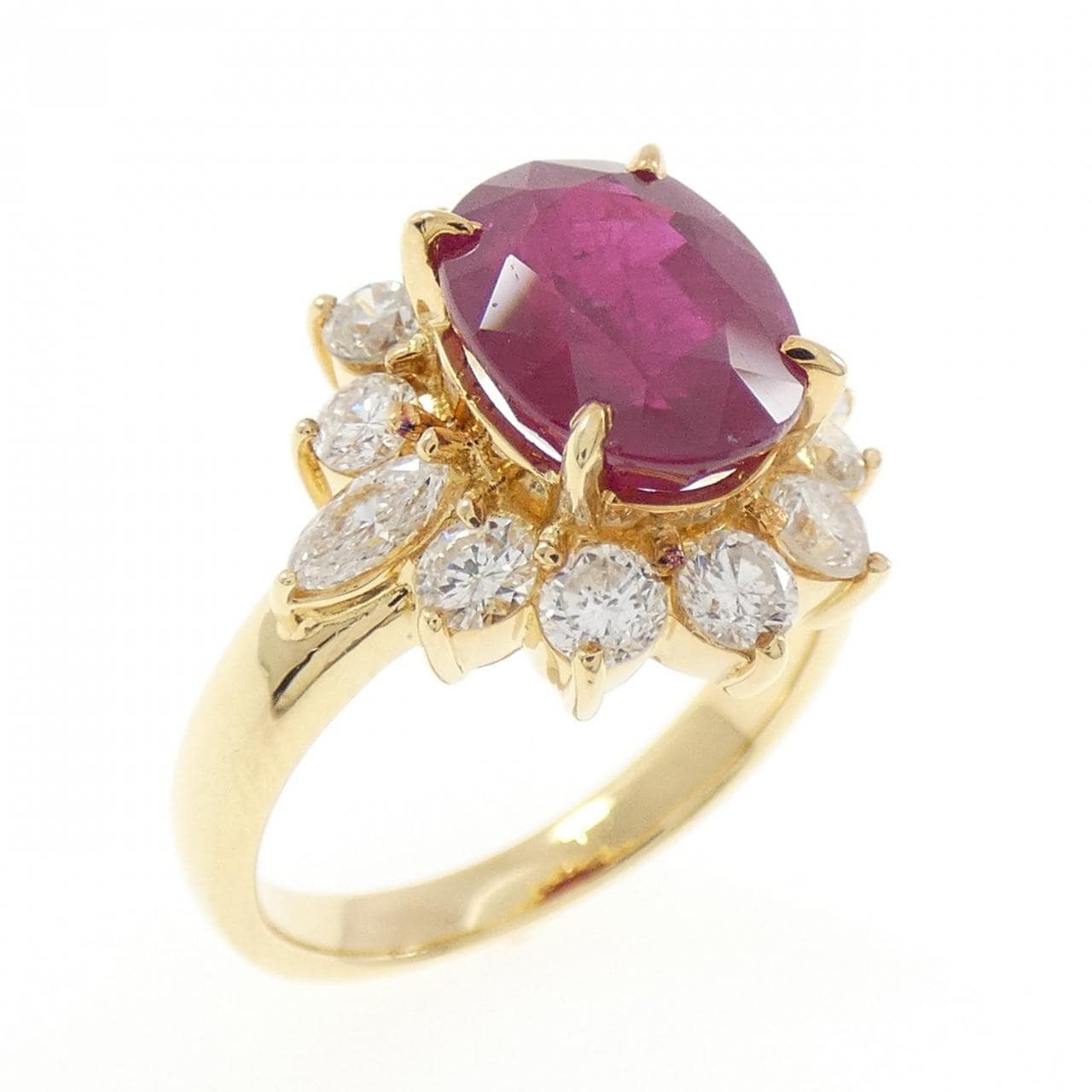 K18YG ルビー リング 3.18CT タイ産