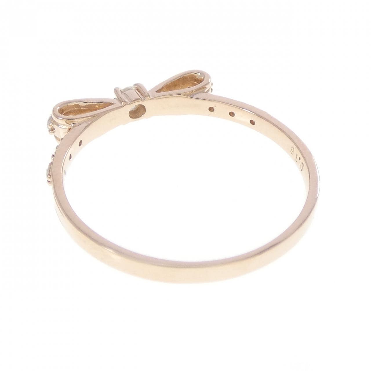 K18PG リボン ダイヤモンド リング 0.16CT