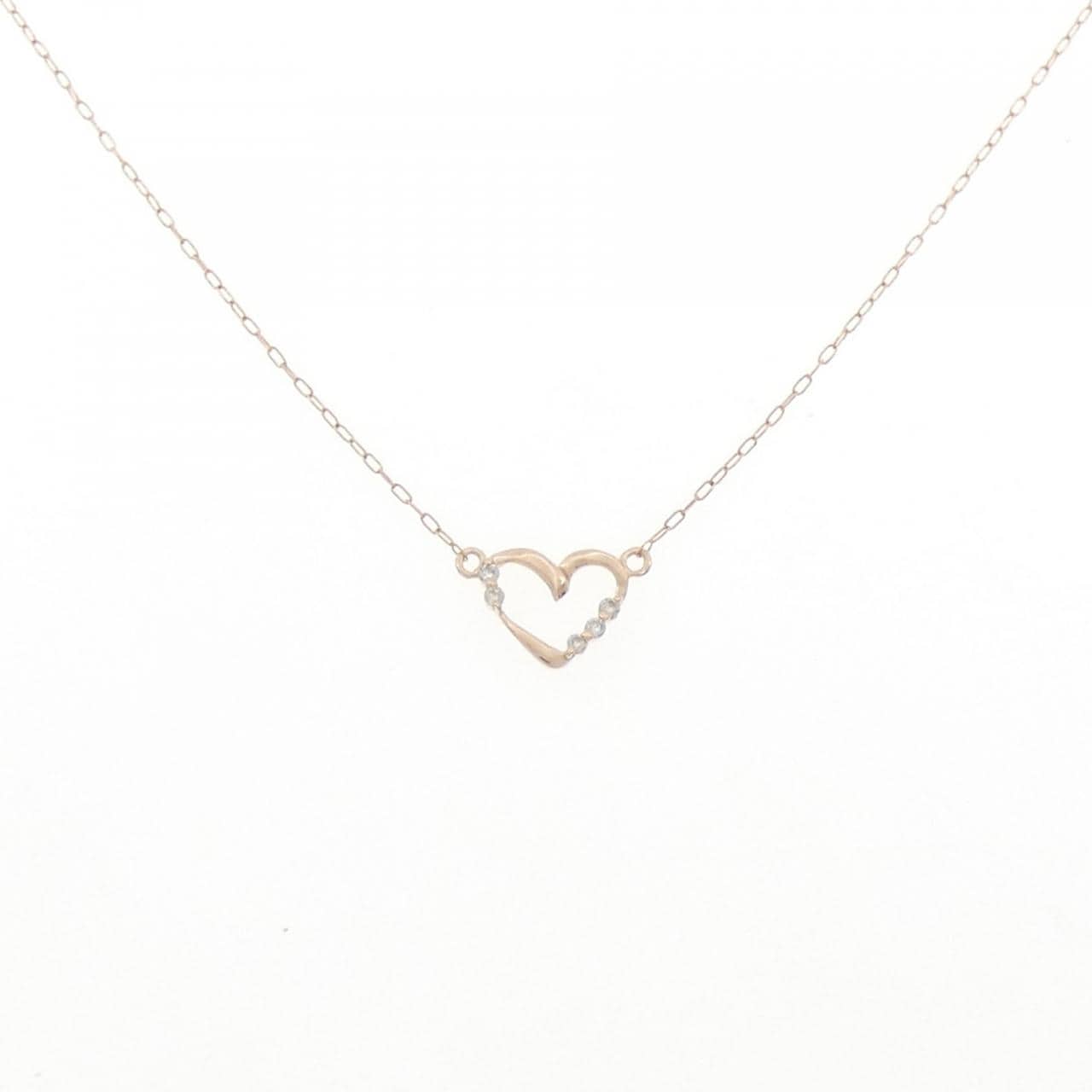 K10PG ハート ダイヤモンド ネックレス 0.03CT