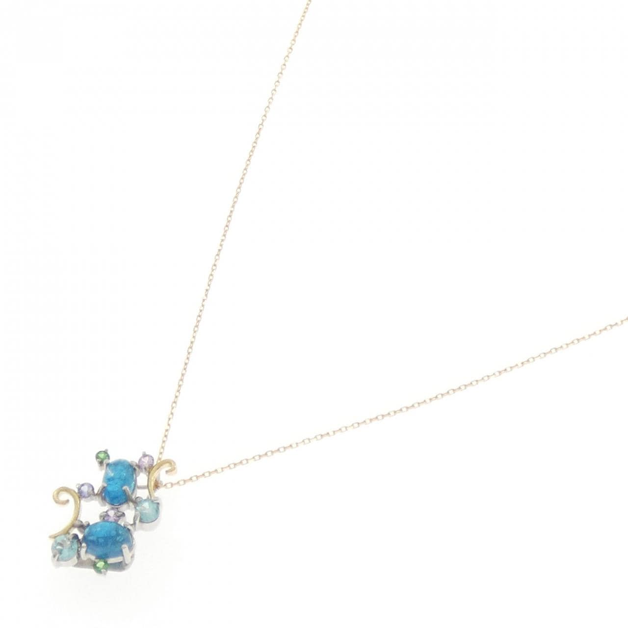PT900/K18YG アパタイト ネックレス 1.493CT