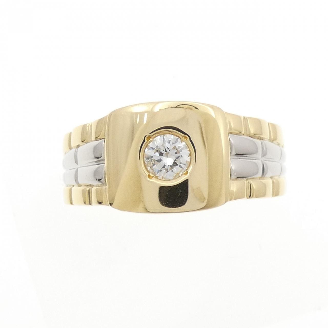 K18YG/PT900钻石戒指，0.373克拉