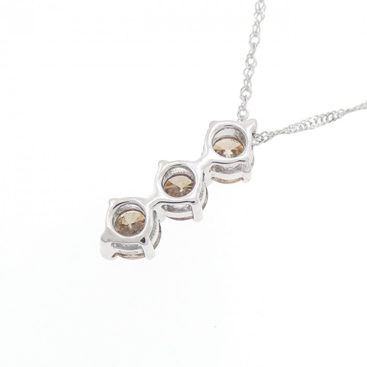 K18WG Three Stone Diamond Necklace 1.0CT